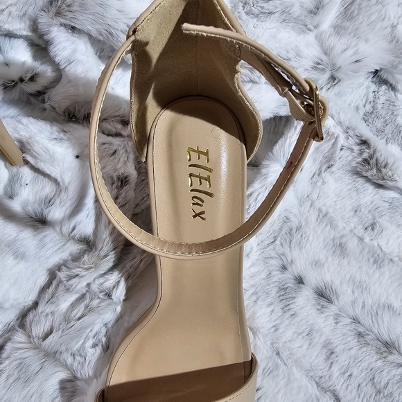ElElax High Heels Stiletto Women's Ankle Strap Pumps Nude Open Toe Size 8.5B(M) - Picture 11 of 16